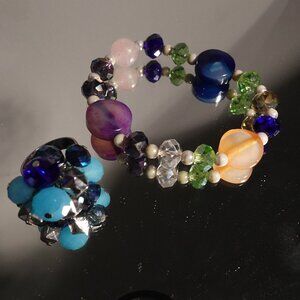 Vibrant Multi-Colored Beaded Jewelry Set - Ring and Bracelet